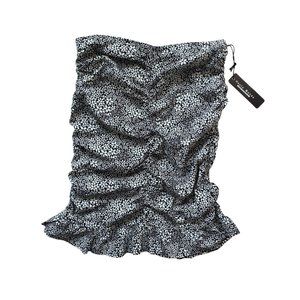 BLACK + WHITE MIDI FLORAL SKIRT